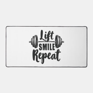 Lift Smile Repeat Gym Motivation Weightlifting Str Desk Mat