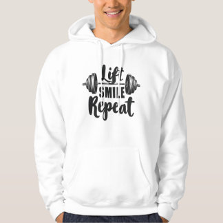Lift Smile Repeat Gym Motivation Weightlifting Str Hoodie