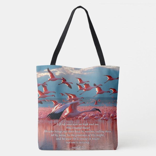 Lift Up Your Eyes on High, God & Creation Verse Tote Bag (Back)