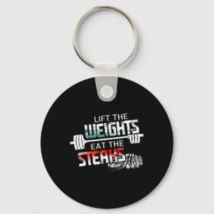 Lift Weights Eat Steaks - Funny Workout Gym Meat L Key Ring