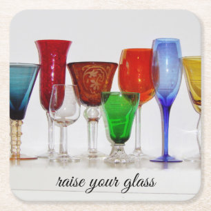 Lift Your Glass Square Paper Coaster