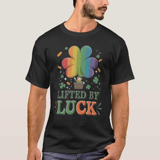 Lifted by Luck: Saint Patricks Day Balloon Design  T-Shirt (Front)