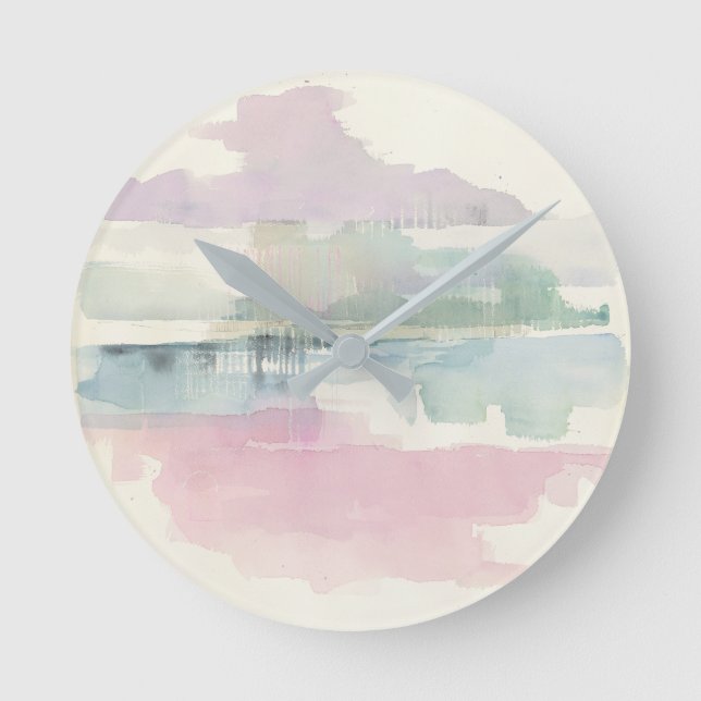 Lifting Fog | In Soft Pastels Round Clock (Front)