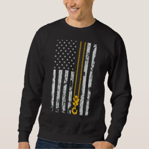 Lifting Hook Thin American Flag Crane Operator Sweatshirt