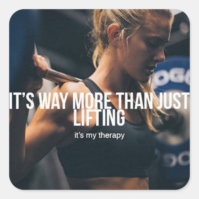 Lifting Is My Therapy - Women's Gym Workout Square Sticker (Front)