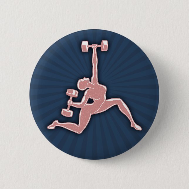 Lifting Lady 6 Cm Round Badge (Front)