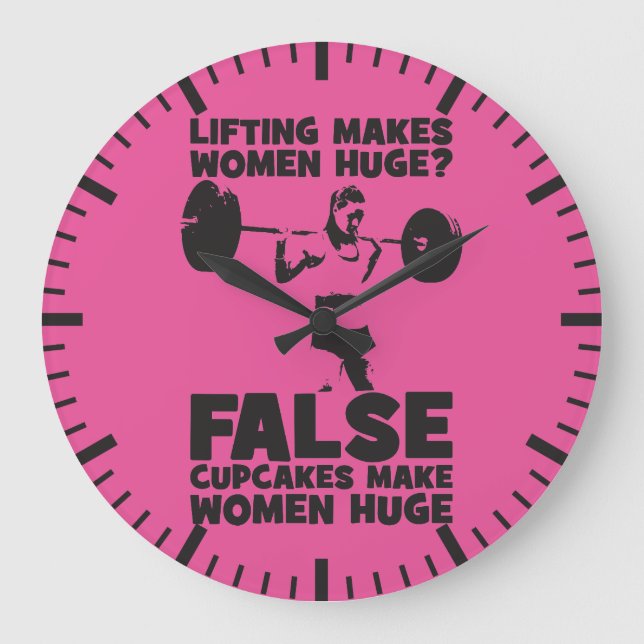 Lifting Makes Women Huge? False. Cupakes Do Large Clock (Front)