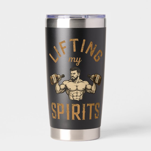 Lifting My Spirits -Bodybuilding Gym Humor- Funny Insulated Tumbler (Front)