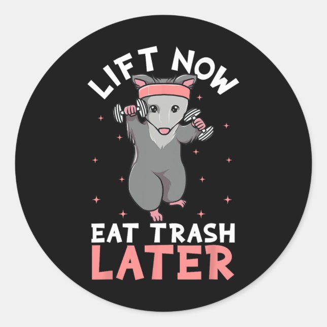 Lifting Opossum Funny Workout Gift Bodybuilding  Classic Round Sticker (Front)