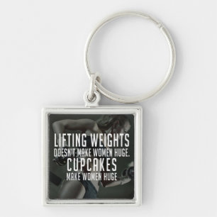 Lifting vs Cupcakes Make Women Huge - Funny Gym Key Ring
