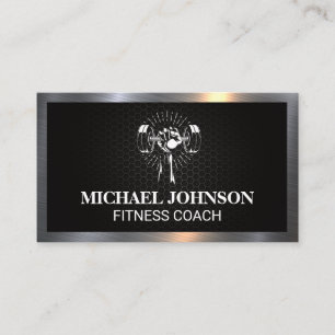 Lifting weight Fitness Metal Border Business Card