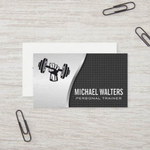 Lifting Weight Metallic Business Card