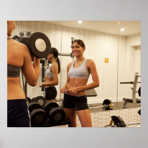 Lifting weights in the gym poster