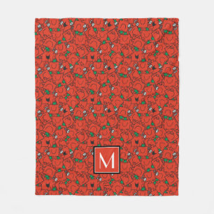 Lifting Weights Red & Green Pattern Monogram Fleece Blanket