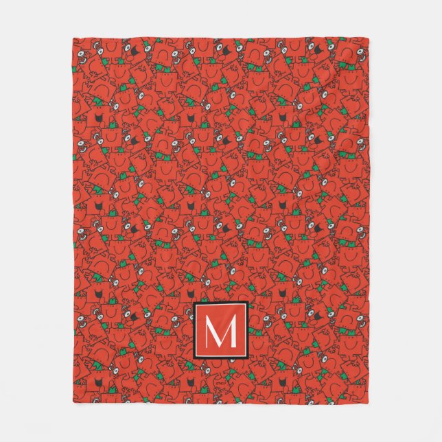 Lifting Weights Red & Green Pattern | Monogram Fleece Blanket (Front)
