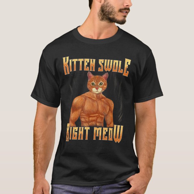 Lifting Workout Gym Fitness Right Meow Cat T-Shirt (Front)