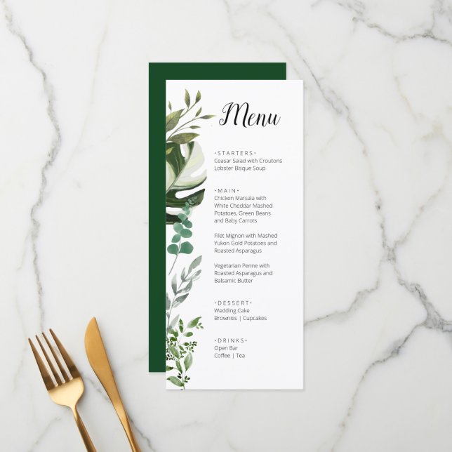 LIFY Botanical Eucalyptus Leaves Wedding Menu (Front/Back In Situ)