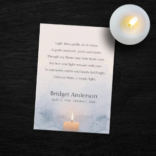 Light A Candle Poem Memorial Celebration of Life Place Card