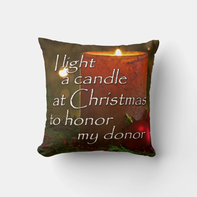 Light a Candle to Honour Donor Christmas Transplan Cushion (Front)