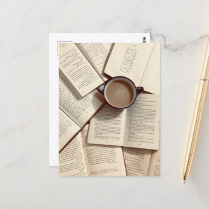 Light Academia Aesthetic coffee and books Postcard