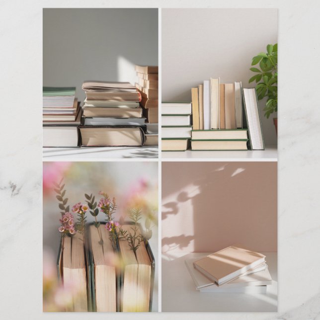 Light Academia Cosy Book Collage Scrapbook Paper (Front)