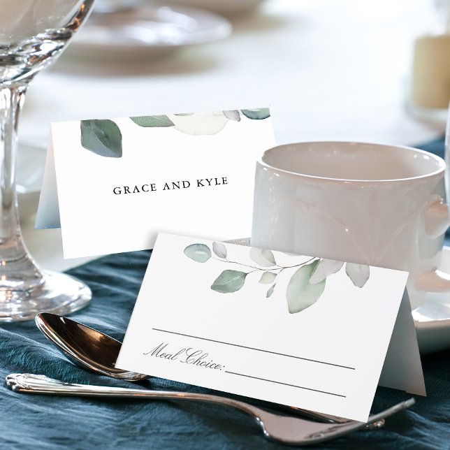 Light Airy Botanical Greenery Wedding Place Card (Creator Uploaded)