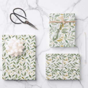 Light & Airy Watercolor Botanical Pattern Wrapping Paper Sheet