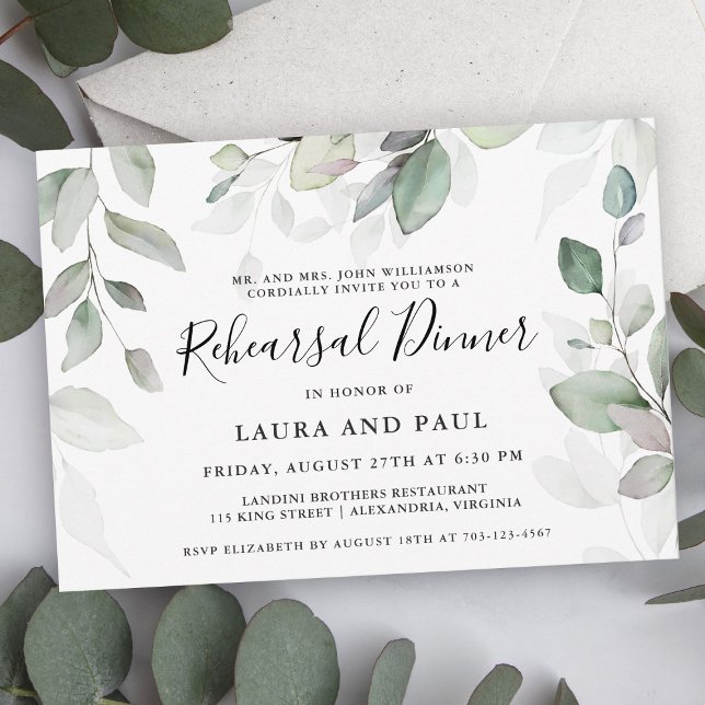 Light Airy Watercolor Botanical Rehearsal Dinner Invitation (Creator Uploaded)