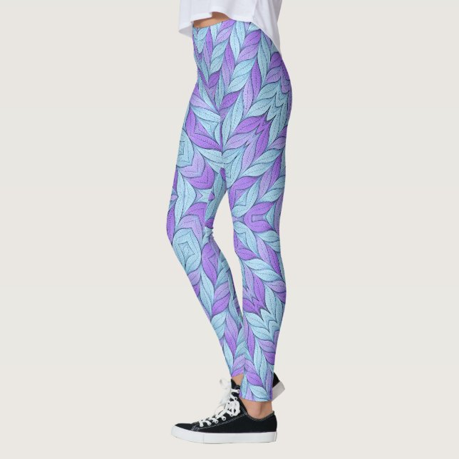 Light Amethyst and Pale Aqua Pattern Leggings (Left)