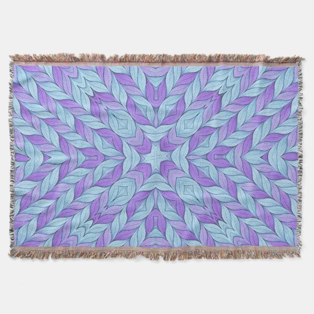 Light Amethyst and Pale Aqua Pattern Throw Blanket (Front)