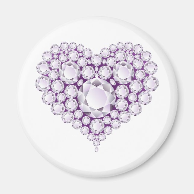 Light Amethyst Heart Gems Magnet (Front)