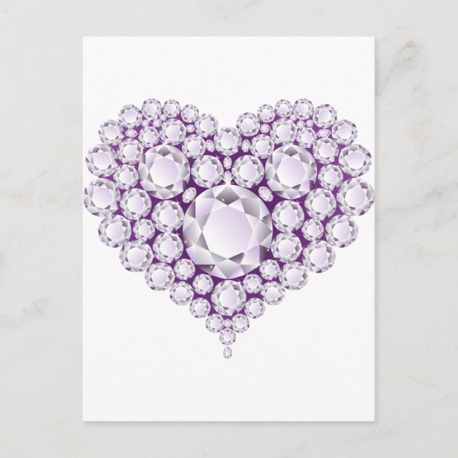 Light Amethyst Heart Gems Postcard (Front)