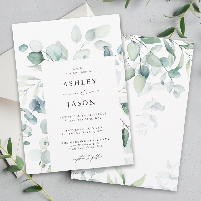 Light and Airy Eucalyptus Greenery Wedding Invitation (Creator Uploaded)