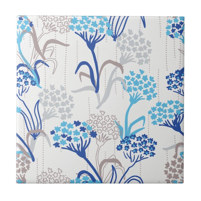 Light and Airy Hydrangea Floral Pattern Ceramic Tile (Front)