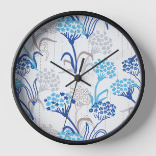 Light and Airy Hydrangea Floral Pattern Clock