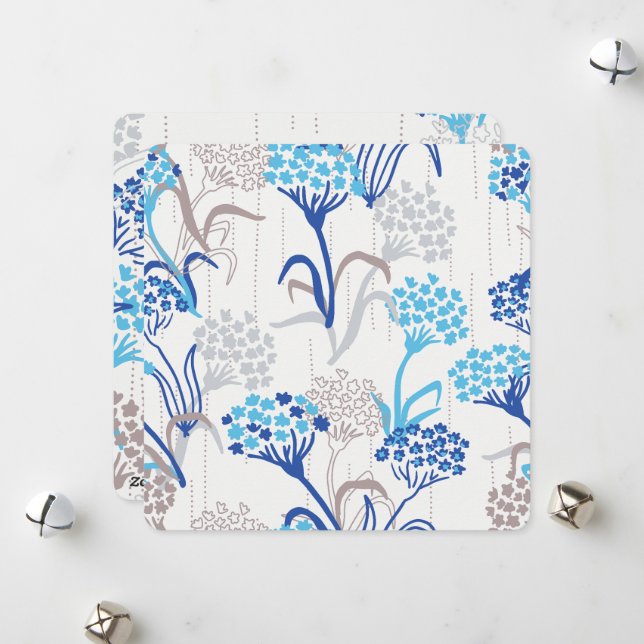 Light and Airy Hydrangea Floral Pattern Holiday Card (Front/Back In Situ)