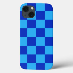 Light and Dark Blue Chequered Design iPhone 13 Case