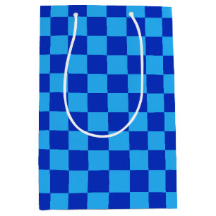 Light and Dark Blue Chequered Design Medium Gift Bag