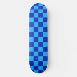 Light and Dark Blue Chequered Design Skateboard