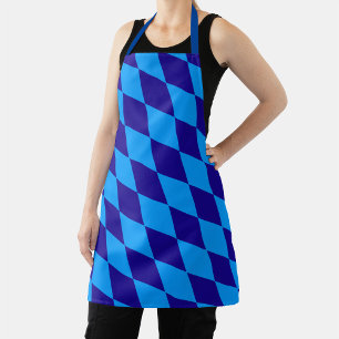 Light and Dark Blue Harlequin Diamonds Checkers  Apron