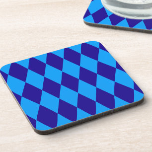 Light and Dark Blue Harlequin Diamonds Checkers Coaster
