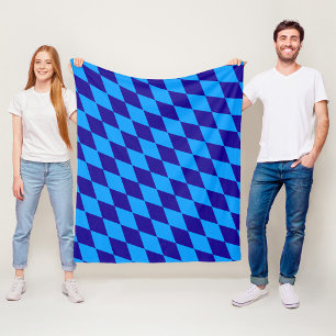 Light and Dark Blue Harlequin Diamonds Checkers Fleece Blanket