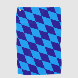 Light and Dark Blue Harlequin Diamonds Checkers Golf Towel