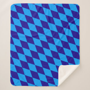 Light and Dark Blue Harlequin Diamonds Checkers Sherpa Blanket