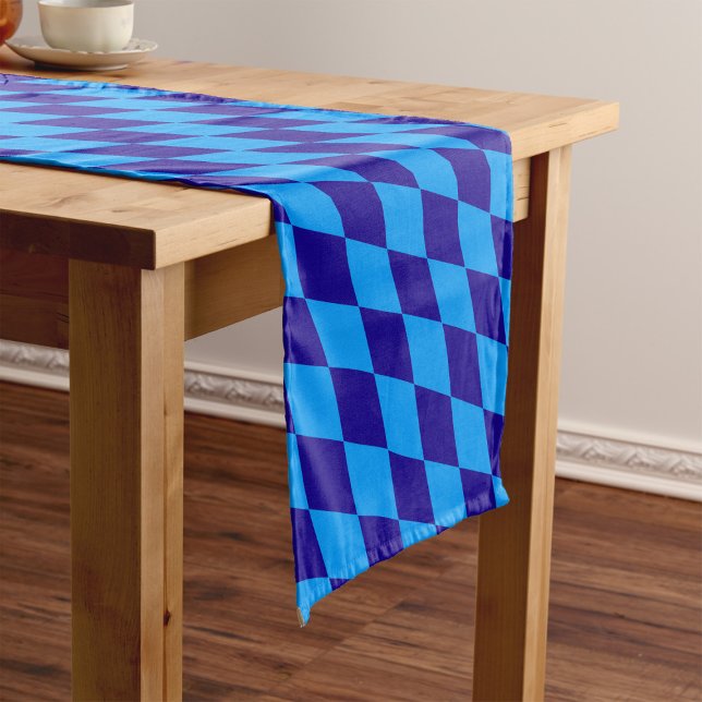 Light and Dark Blue Harlequin Diamonds Checkers  Short Table Runner (Creator Uploaded)