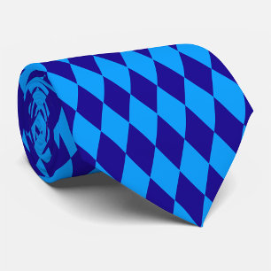 Light and Dark Blue Harlequin Diamonds Checkers Tie