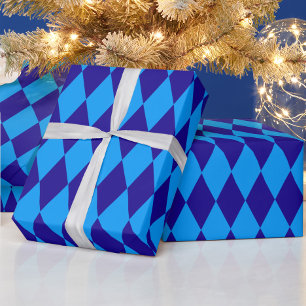 Light and Dark Blue Harlequin Diamonds Checkers  Wrapping Paper