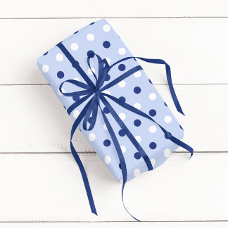 Light and Dark Blue with White Tricolor Polka Dot Wrapping Paper