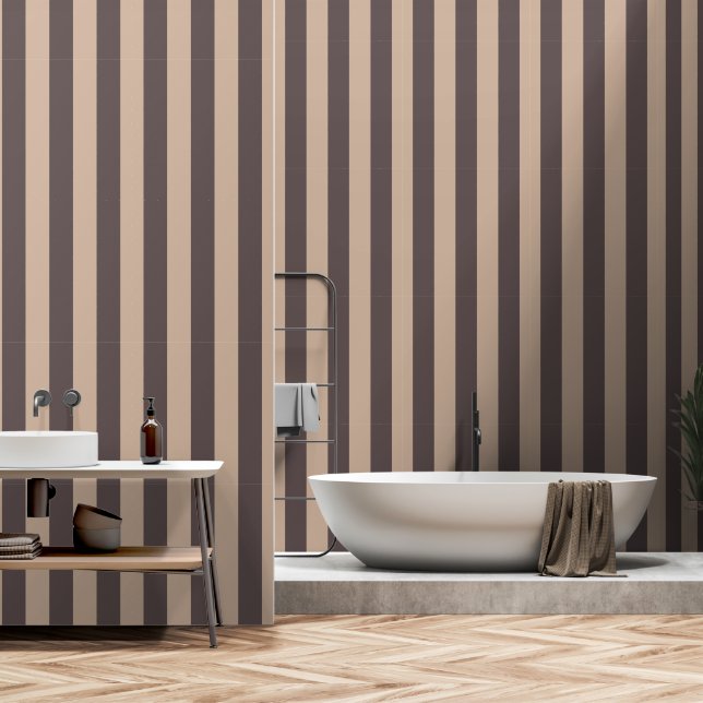 Light and Dark Brown Stripes Wallpaper (Bathroom)