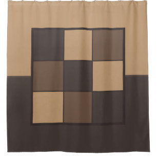 Light and Dark Coffee with brown checkers template Shower Curtain
